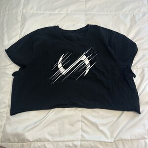 Stylish New TLF Black Crop Top with White Graphic